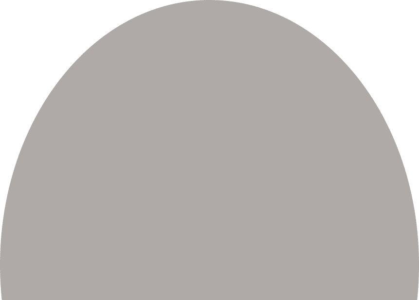A large gray semicircle on a white background, positioned with the flat edge at the bottom of the image.